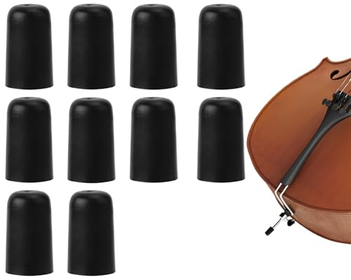 10 Stück Cello Stachelgummispitze, Rutschfester Instrumenten Stachelstopper Gummispitzenstopfen Instrumentenschutz für Profis und Anfänger Beim Cello Üben (Schwarz)