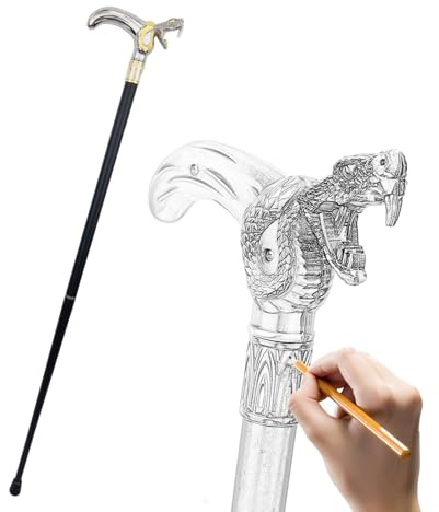 Goldener Weißer Schlangenkopf, Beißender Gehstock Modischer Dekorativer Gehstock für Erwachsene und Kinder Cosplay 92 cm
