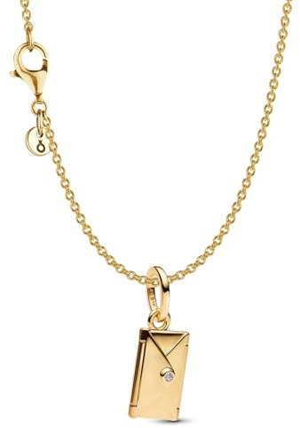 PANDORA Damen-Kette Schmuckset Goldfarben mit Anhänger Liebesbrief 21533