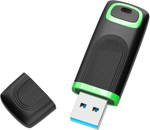 KEXIN USB Stick 32 GB 3.0, USB 3.0 Stick with Cap USB Memory Stick 32 GB USB Flash Drive USB Flash Drive for PC Laptop Tablet TV Car Black Green