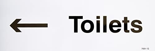 Caledonia Signs 17051G englisches Schild Toilets, mit Pfeil nach links, fester Kunststoff, 300 x 100 mm