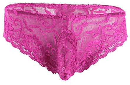 CHICTRY Transparent Mesh Herren Unterwäsche durchsichtig Slips Push-up Unterhosen Bikini Brief Tanga Shorts M L XL Rose L