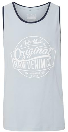Blend BHWalex Herren Tank Top Sport-Shirt Muscle-Shirt mit Print 100% Baumwolle Regular fit, Größe:S, Farbe:Soft Blue (74641)