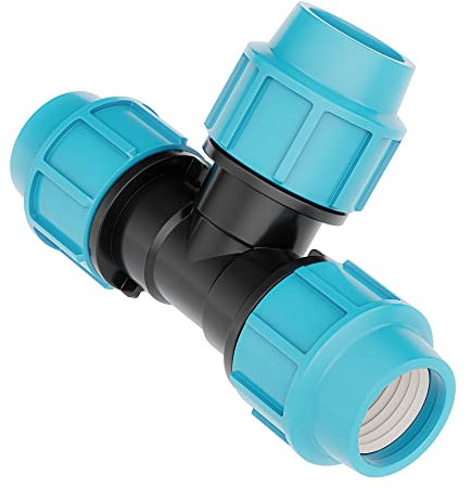 HYDROBIL Raccordo Idraulico MDPE per Tubi d'Acqua, Raccordo a T 20mm x 20mm x 20mm, per Tubi in Plastica MDPE, 16 Bar, Temperatura Massima 45°C, Raccordi a Compressione