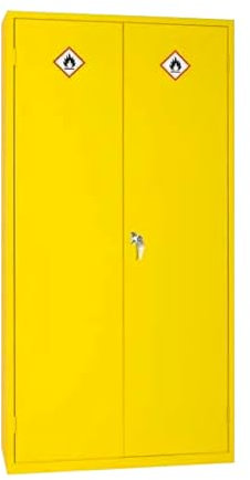 Dangerous Substance Cabinet - Chemical Storage - 3 Shelves - Hi-Vis Yellow - 1830mm High x 915mm Wide x 457mm Deep (36 Litre)