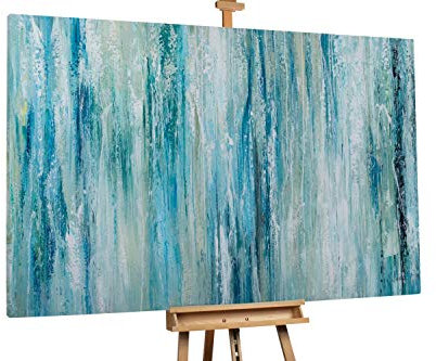 KunstLoft® XXL Gemälde 'Deine Ausstrahlung' 180x120cm | original handgemalte Bilder | Verlauf Abstrakt Blau Grün | Leinwand-Bild Ölgemälde einteilig groß | Modernes Kunst Ölbild