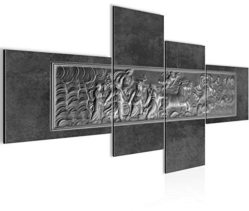 Runa Art Bild XXL 4 Teilig Antik Flachrelief Rom 200 x 100 cm Kunstdruck auf Vlies Leinwand Wanddeko Wohnzimmer 025641b
