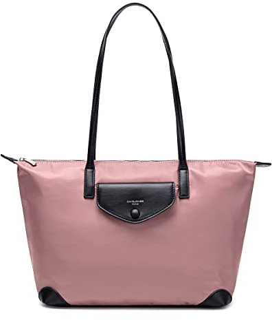 David Jones - Sac à Main Cabas Nylon Femme - Fourre-Tout Sac Shopping Souple Grande Capacité - Shopper Tote Porté Epaule Bandoulière - Elégant Travail Ville Voyage Mode Original Tendance - Rose