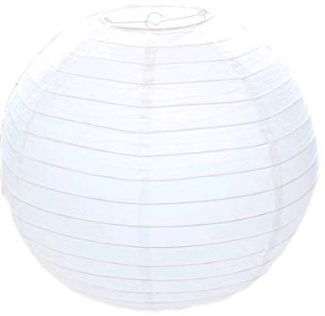 OrdinAry Weiße runde Papier Bambus Lampenschirme Stil gerippt Lampenschirm 30cm / 12, 60 W DIY Malerei Handwerk hängende Dekorationen für Hochzeitsparty