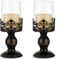 Sziqiqi Kerzenständer Set Vintage Distressed Black Hurricane Kerzenhalter 2 Stück, Kerzenständer für Stumpenkerze Kerzenhalter Hochzeitsfeier Home Decoration Kamin Mantel Dekoration 27cm
