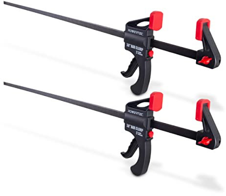 POWERTEC 71597 36 Inch Bar Clamps with Spreader, Trigger Clamps for Woodworking, One-Handed Carpenter Quick Clamp Sets for Gluing, Wood Clamps for Woodworking Tools, 2 pack