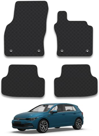 Compatible with VW Golf (2020+) 3mm Rubber Car Mats | Tailored Fit Durable Floor Mats Full Coverage Protection Waterproof Accessories Easy Clean Anti Slip Made in the UK