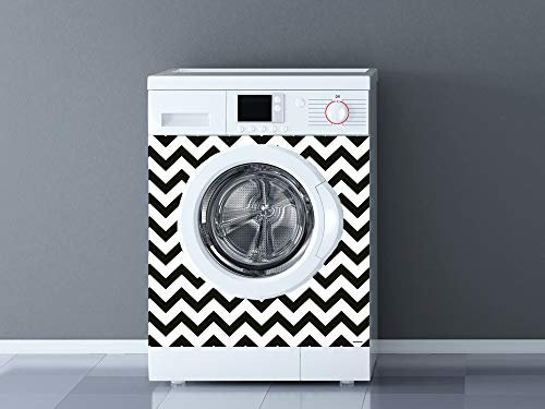 Oedim Vinyle pour lave-linge Zigzag blanc et noir | Plusieurs dimensions 70 x 70 cm | Adhésif résistant et facile à appliquer | Autocollant décoratif design professionnel Noir,blanc