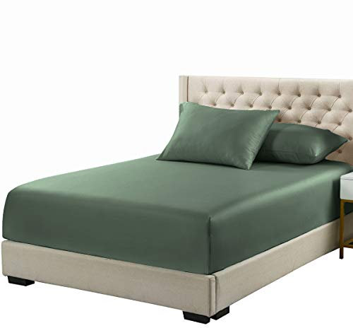 Royal Tradition Spannbettlaken aus Viskose aus Bambus, Kingsize, tiefe Taschen, extrem weiche Laken, massives Blaugrün