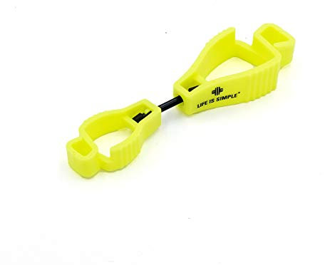 LIFE IS SIMPLE Tarp Clip Handschuhclip 2-er Set neongelb | Handschuhhalter für Feuerwehr | Handschuhhalter Polizei | Handschuhclip für Arbeitshandschuhe, Baumarkt, Garten