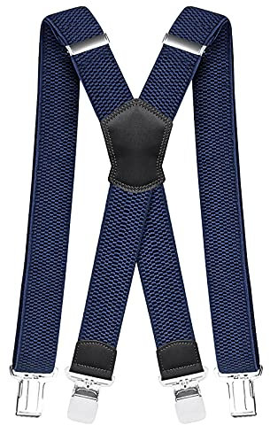 Pejoye Hosenträger für Herren Breit Arbeitshosen Stark Motorradhose Lang X Form 4 Metall Clips Einstellbar und Elastisch Einheitsgröße für Männer und Damen