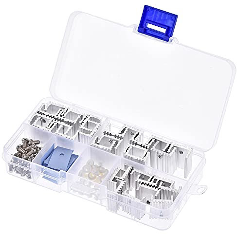 sourcing map 20 mm x 15 mm x 10 mm, 17 mm x 15 mm x 10 mm, 16 mm x 15 mm x 7 mm TO-220 Aluminium Kühlkörper Kit für Kühltransistordioden