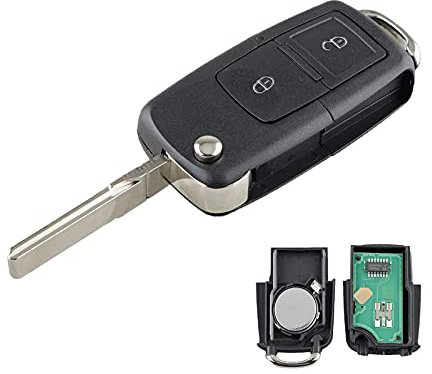 Heart Horse 2 Tasten V-W Auto Fernbedienung Schlüssel mit 433Mhz ID48 Chip und Batterie für V-w Golf 4 5 6 Passat MK4 Polo BO-ra to-ur-an T5 Autoschlüssel Gehäuse mit Klinge (OEM:1J0959753AG)