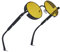 besbomig Klassische Retro Steampunk Sonnenbrille Herren Damen - Runde Sonnenbrille Herren Steampunk Brille Sonnenbrille Polarisiert Goggle UV400 Schutz Rave Brille Schnelle Brille