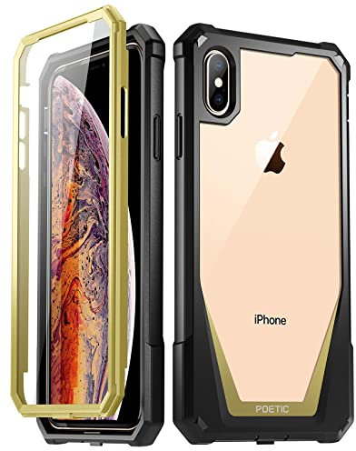 Poetic Guardian Series Case Designed for iPhone Xs Max, Full-Body Hybrid Shockproof Bumper Cover with Built-in Screen Protector, Gold