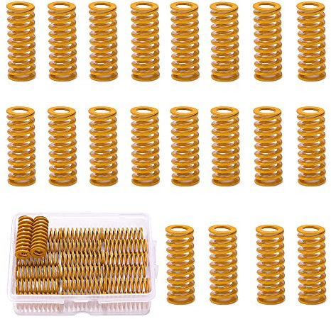 VooGenzek 20 Stück 8 x 20mm 3D-Druckfedern, Kompressionsfedern Lichtlast, Compression Mould Die Spring, für Creality CR-10 10S S4 Ender 3 Motherboard Bottom Connect Leveling, Gelb