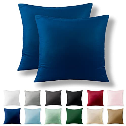Alreya 2er-Set Renforcé Kissenbezug 80 x 80 cm - 100% Baumwolle mit Reißverschluss, Superweicher Kopfkissenbezug 80x80, Kissenhülle, Blau, nur Kissenbezug