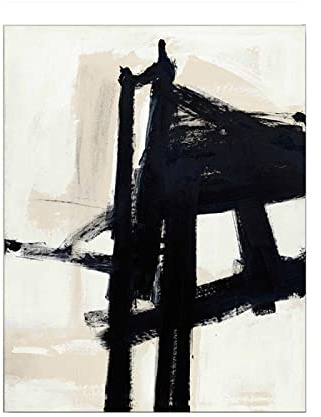 OuShen Leinwanddruck Franz Kline Schwarz Weiß Leinwand Gemälde Abstrakte Leinwand Poster Home Dekoration Wandkunst Wandbild 60x80 cm Rahmenlos