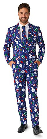Suitmeister Weihnachtsanzug für Herren - Xmas Snowman Blue Outfit - Tailliert Party Kostüme - Blau
