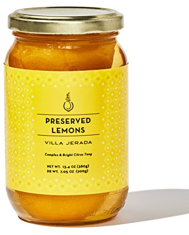 Villa Jerada, Premium Preserved Lemons, Essential Moroccan Culinary Tradition: Complex & Bright Citrus Tang for Variety of Dishes 13.4 oz (Pack of 1) (FBA - PRESERVED LEMONS 1 JAR)