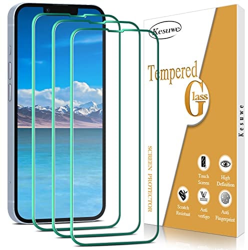 Kesuwe 3 Pack Screen Protector for iPhone 14 Plus Tempered Glass | Anti-Scratch, 9H Hardness, HD Clear, Bubble Free, Easy Installation, Case Friendly