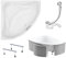 KOLMAN Badewanne EWA Eckbadewanne 134x134 mit Styroporverkleidung, Ablaufgarnitur und Füßen Komplettset 4in1 Premium Original Acryl Wanne Siphon