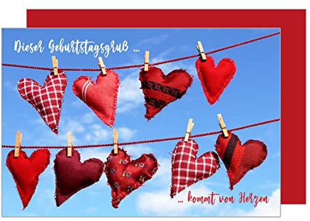 Edition Seidel Premium Geburtstagskarte mit Umschlag. Glückwunschkarte Grusskarte Billet Happy Birthday Mann Frau Geburtstag Gruß Herzen Freunde Liebe Karte (G3213 SW023)