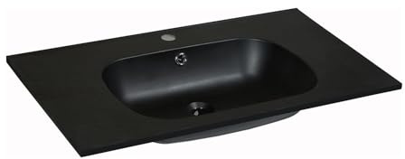 Vente-unique - Lavabo empotrado Okiwa - L 80cm x A 46cm x H 14.5cm - resina - negro