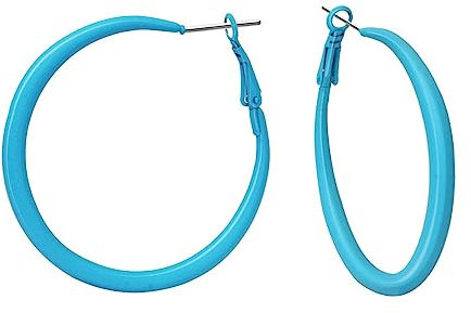 Soul-Cats 1 Paar schöne Creolen Ohrringe Ohrstecker Hoops Ø 50 mm 80er Style, Farbe: hellblau