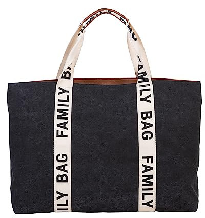 CHILDHOME, Family Bag, Wickeltasche, Reise-/Wochenendtasche, großes Fassungsvermögen, abnehmbare Tasche inklusive, Schwarz, Signature Collection