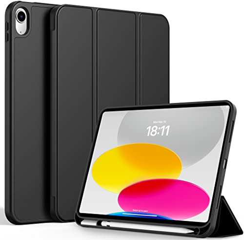 CACOE Custodia Cover Compatibile con iPad 11a Generazione (A16) 11 (2025) / iPad 10a Generazione 10.9 (2022) (A2757/A2777), Ultra Sottile Retro Cover con Portapenne,Nero