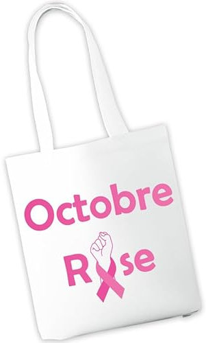 Tote bag personnalisé Octobre rose modèle poing - Lutte contre le cancer du sein
