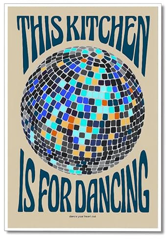 ShJnFB Wandkunst-Poster, Discokugel-Druck, Küchenwanddekoration, Retro, flippige Ästhetik, 40,6 x 61 cm, ungerahmt