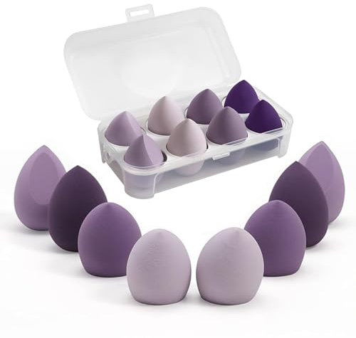 EUDUQ 8 Stück Make up Schwamm Set,Beauty Blender groß Make Up ei bunt Puderquaste Kosmetik Schwämmchen Waschbar Sponge Abschminkpads für Flüssigkeit Foundation Puder Sonnenschutz Lila