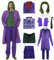Clown Kostüm Herren Clown Cosplay Outfit lila Mantel mit Weste Hemd Hose Krawatte Handschuh Perücke 8 Pcs Deluxe Set Zubehör Karneval Männer Bösewicht Kostüme für Erwachsene Halloween Anzug C045-3XL