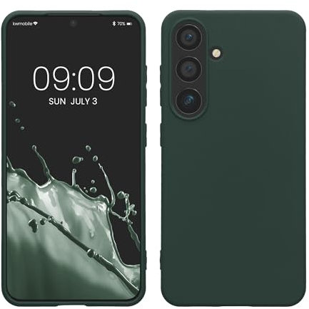 kwmobile Hülle kompatibel mit Samsung Galaxy S24 Hülle - TPU Silikon Handyhülle weich schlank - Case stoßabsorbierend flexibel - kabelloses Laden - Moosgrün