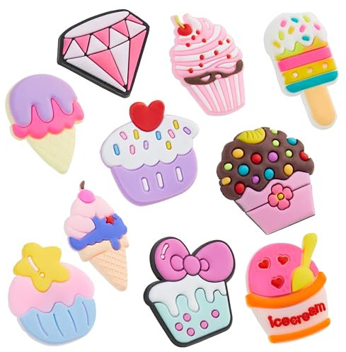 CityComfort Accessoires Bijoux de Chaussures - Lot de 10 Pins pour Sabot de Jardin Enfant - Charms Breloque pour Sandales Fille (Multi)