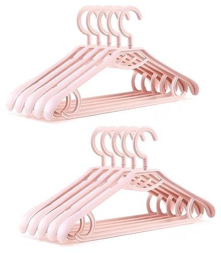 EndyAk Set mit 10 rosa Breiten Kunststoff-Kleiderbügeln – 360° drehbarer Haken – vielseitiger Kleiderbügel für Mäntel, Anzüge, Hosen und Jacken