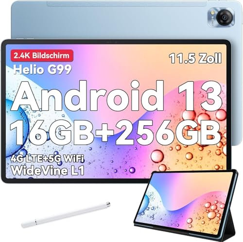 Blackview Mega1 Tablet 12 Zoll Top Gaming Tablet,16GB RAM+256GB ROM(2TB TF), Android 13 Helio G99 Octa Core,4G LTE,5G WiFi,2.4K FHD Widevine L1 mit Netflix 1080p,8800mAh,50MP+13MP Kamera,33W,GPS