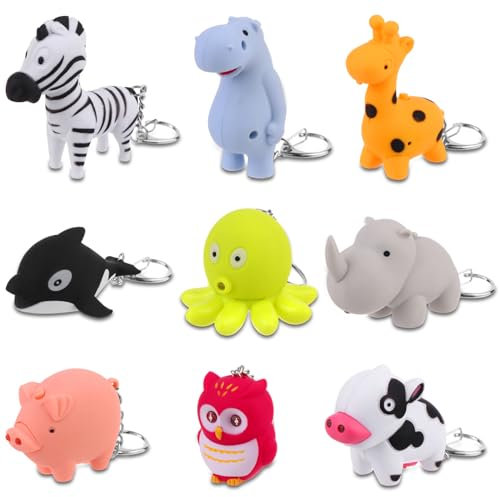 YAMSLAM Animal Flashlight Puppy Keychain, Durable Portable Nurse Flashlight Keychain, Zebra, Pig, Octopus, Owl Flashlight for Kids Hiking