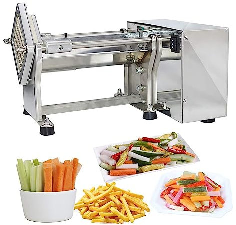DSeenLeap Tagliapasta Elettrico Professionale, Tagliapatatine da 60 W con Lama da 6/10/13 mm, Tritaverdure in Acciaio Inossidabile per Patate Carote Cetrioli