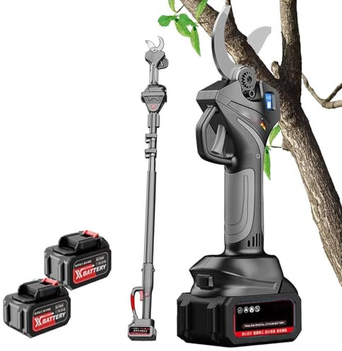 ZbOLi Cesoie elettriche da potatura, Forbici Professionali per potatura Rami Alberi alimentate a Batteria, Diametro di Taglio Massimo 5 cm, con Asta di prolunga, Batteria Ricaricabile da 20000 mAh