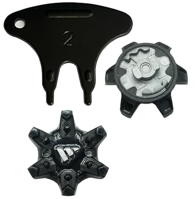 Golf Shoe Spikes,20 Pcs Golf Spikes Replacements with 1 Pcs Golf Shoe Cleats Wrench Easy Installation Second Generation (Black Grey) LONGKUN