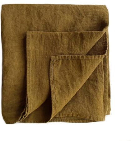 JOWOLLINA Laken Bettlaken Überwurf 100% Leinen Soft Washed Finish180 g/m2 (Messing, 140x220 cm)