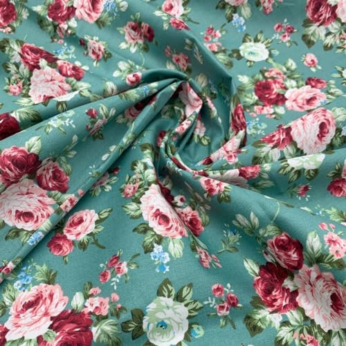 EDGEAM 50x156cm Vorgeschnittene Baumwollstoff Stoffe zum Nähen Baumwollstoff Meterware Dekostoff DIY Stoff Nähstoffe (Grün)